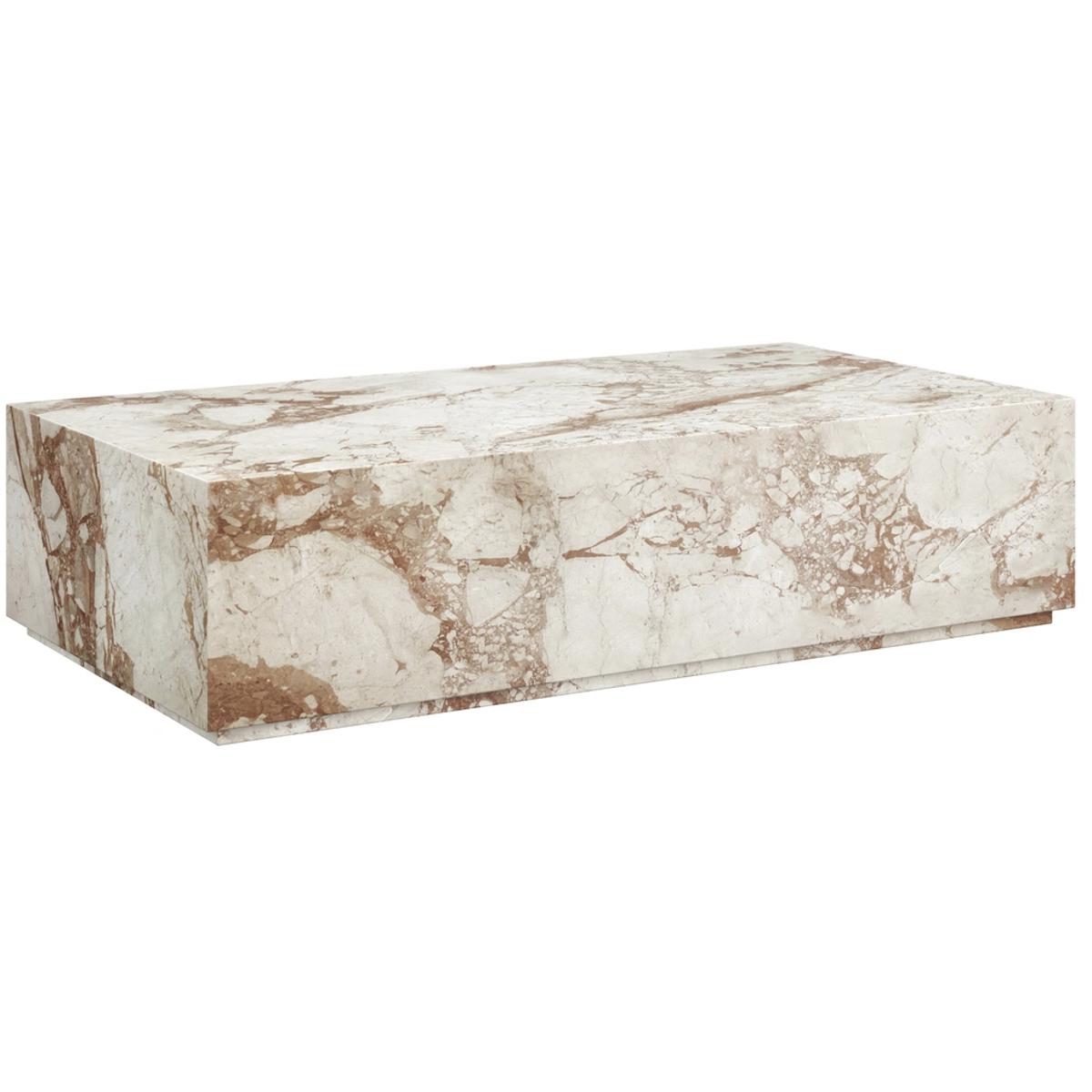 Nolan Modern Classic Cream Breccia Marble Rectangular Block Coffee Table